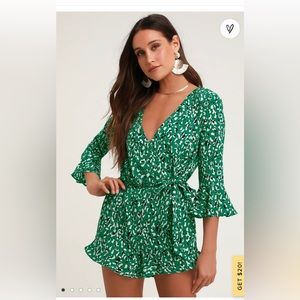 Green Cheetah Print Romper